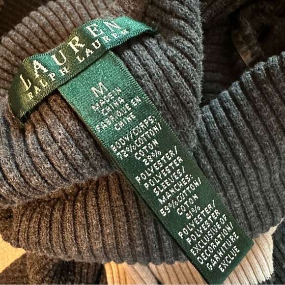 Ralph Lauren Women's Wide Striped Turtleneck Sweater - Black and Gray, Medium - Picture 9 of 10